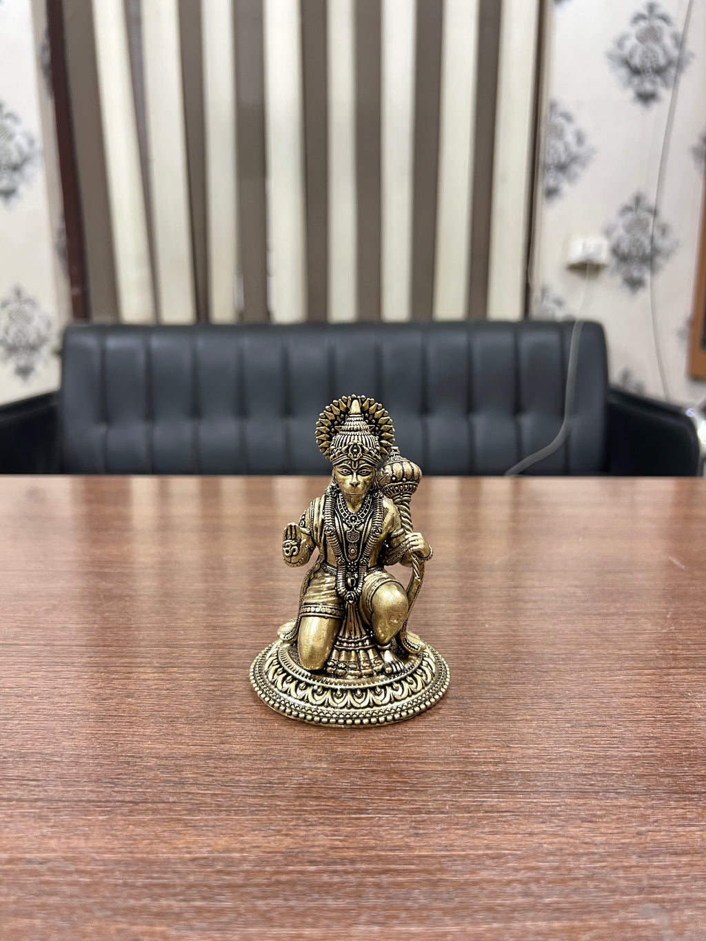 Pure Brass Sitting Veer Hanuman Idol - Symbol of Strength & Devotion. 4” hieght