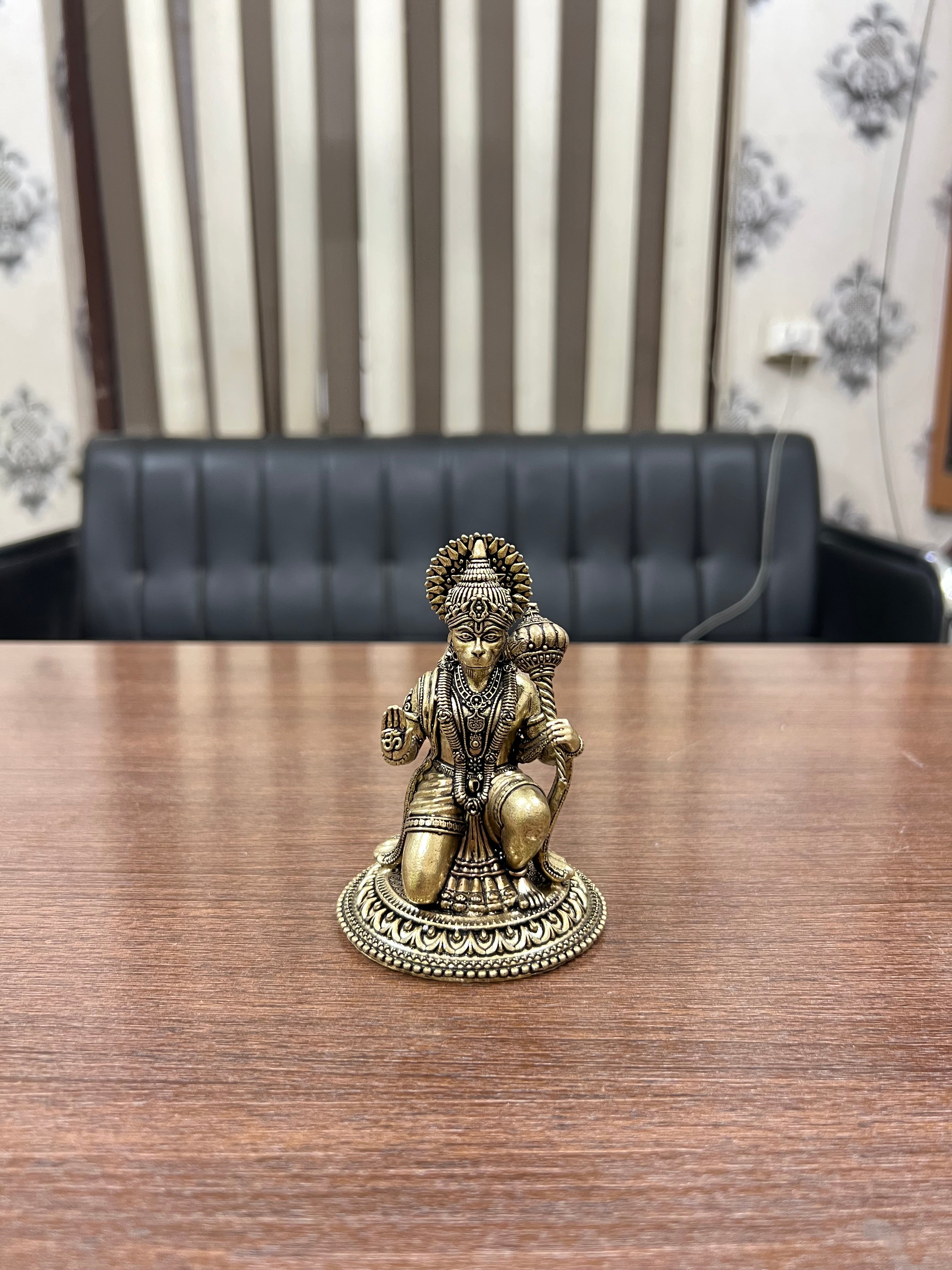 Pure Brass Sitting Veer Hanuman Idol - Symbol of Strength & Devotion. 4” hieght