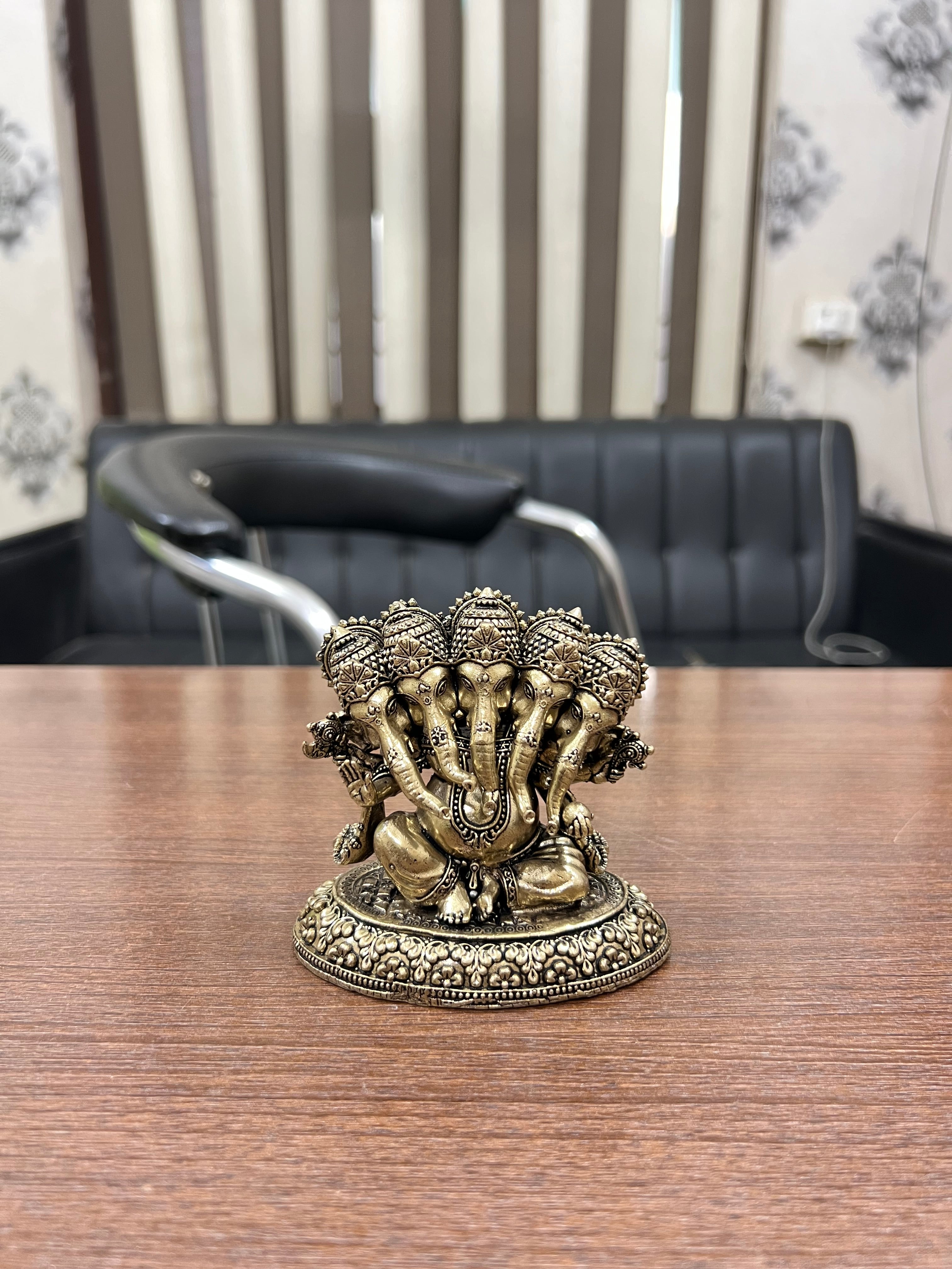 Pure Brass Panchmukhi Ganesha Idol - Divine Prosperity & Protection. 3.4” hieght 290