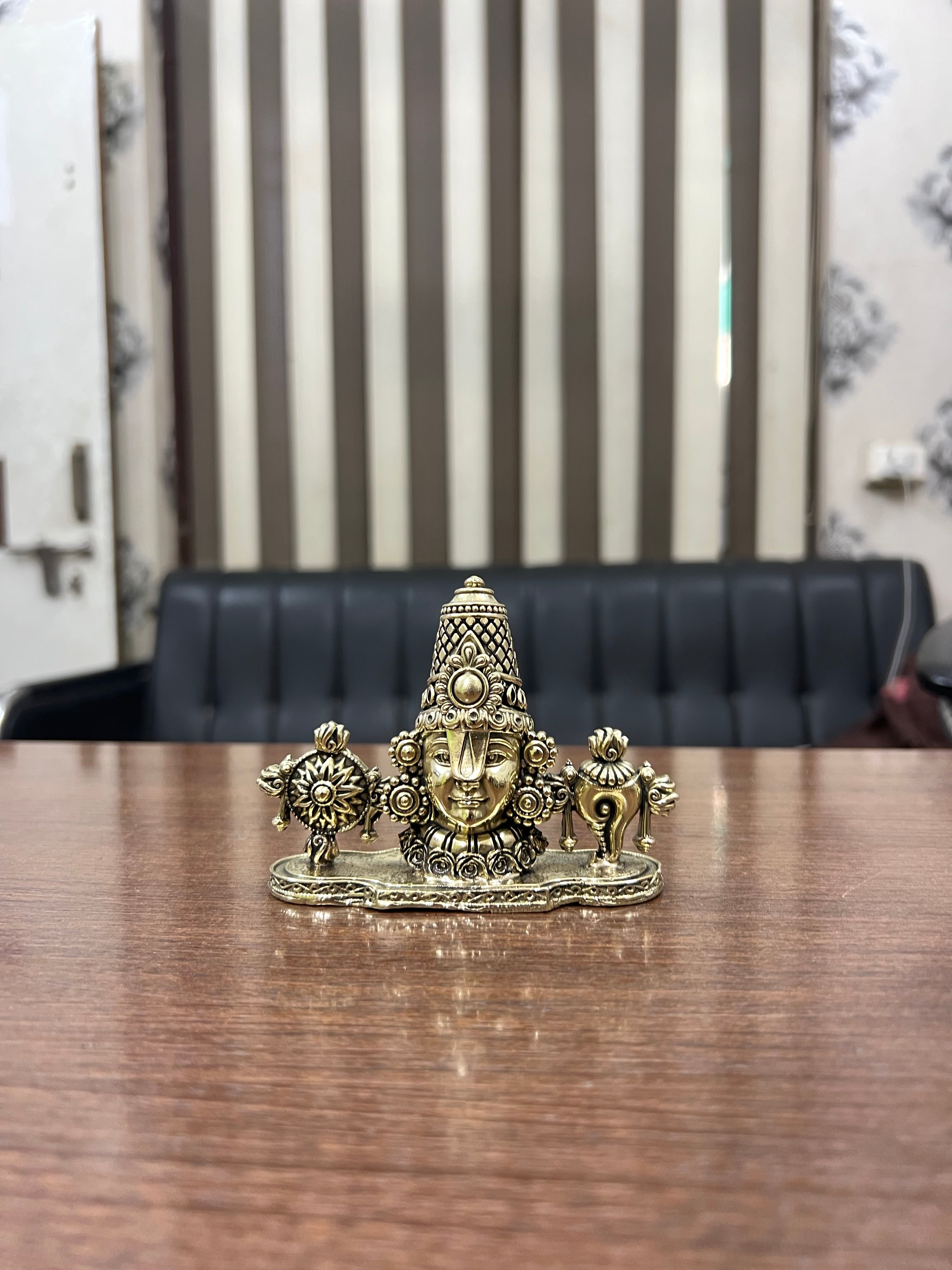 Handcrafted Brass Lord Venkateswara / Tirupati Balaji Face with Shankh and Chakra