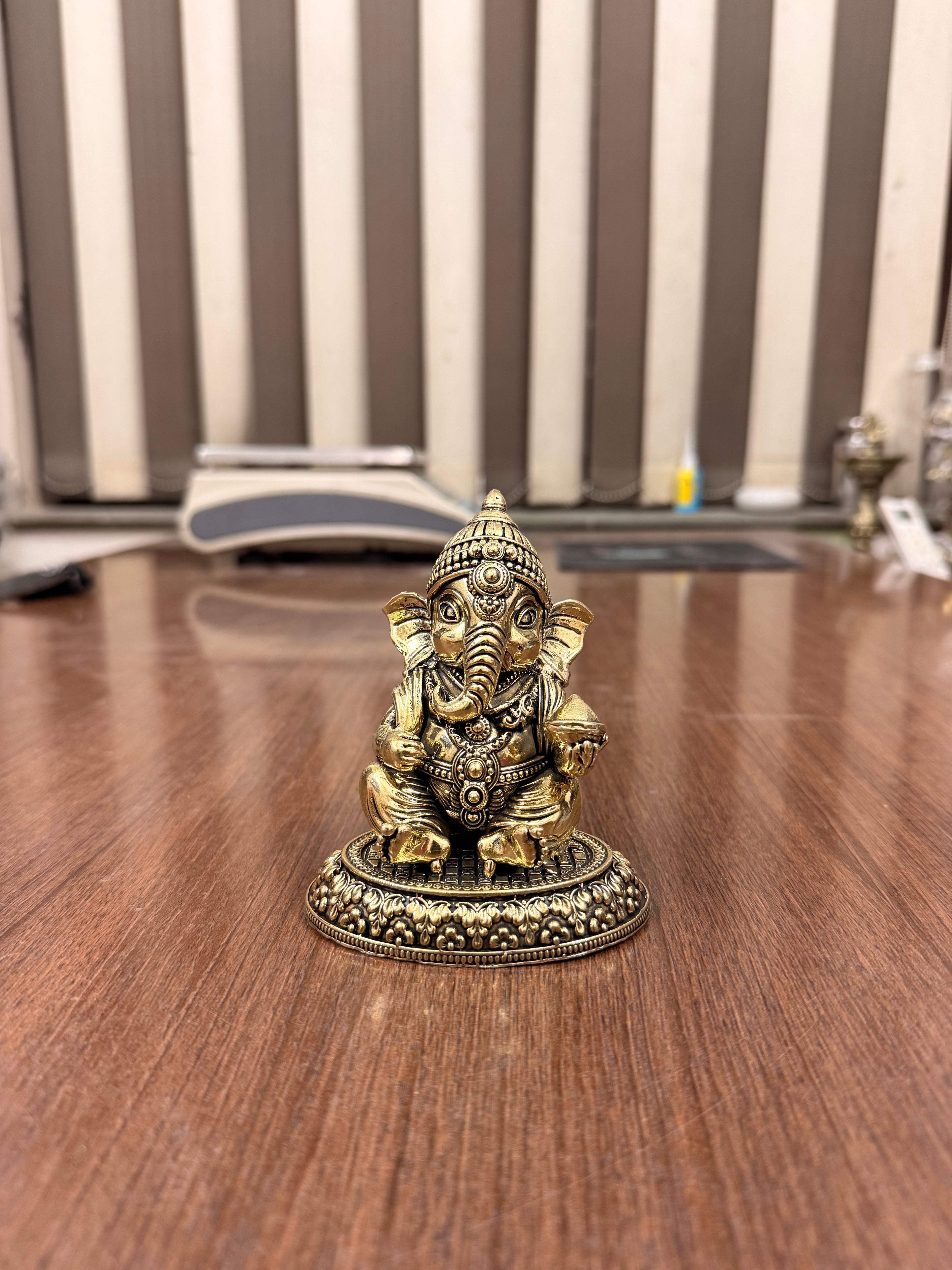 Handcrafted Superfine Brass Ganesha made for your home very highly detailed work done