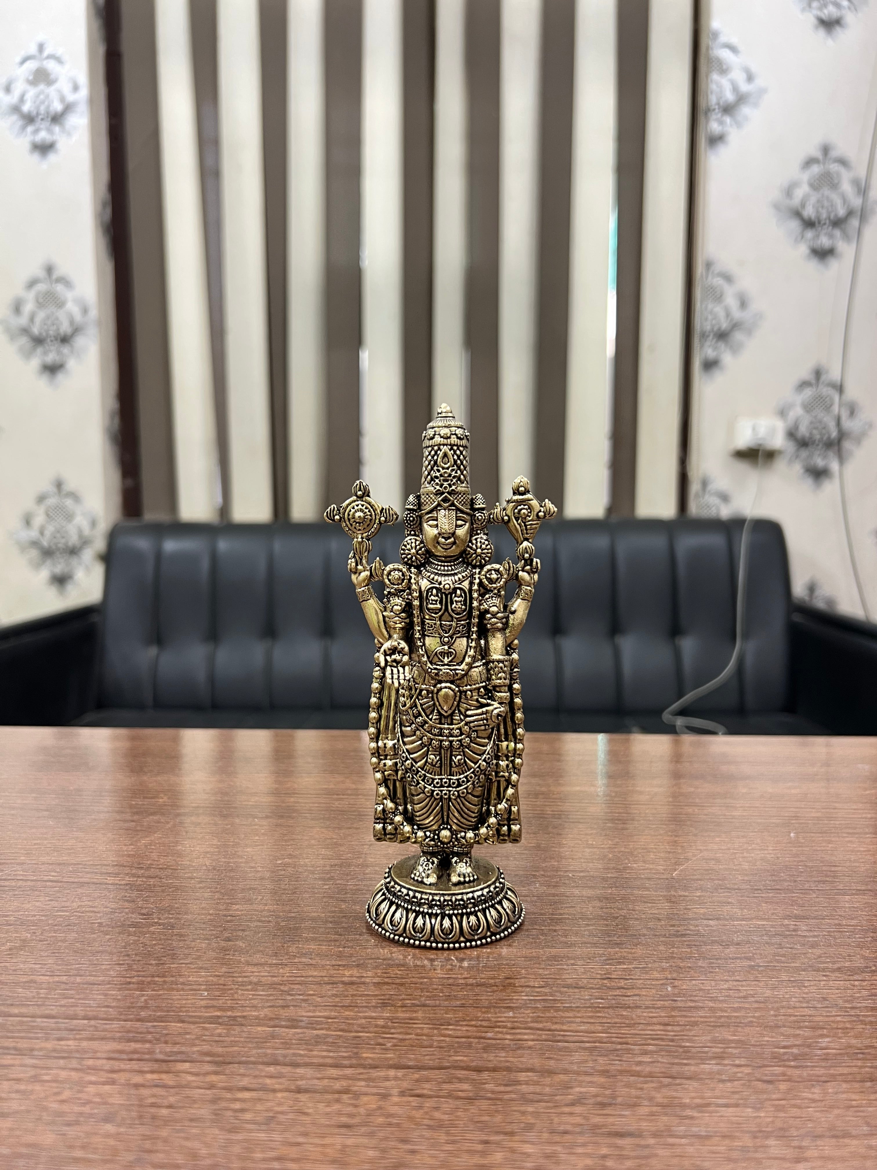 Pure Brass Tirupati Balaji Murti | Antique Finish | Home Temple Decor |Spiritual Gift Item. 6.4” tall 300grm