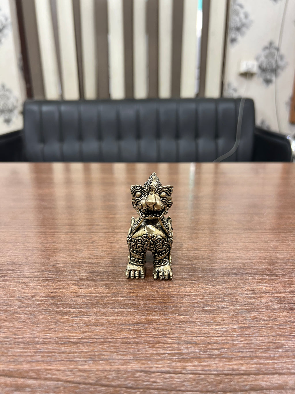 Divine Royal Simha - Pure Brass Guardian Lion. 3.1” hieght