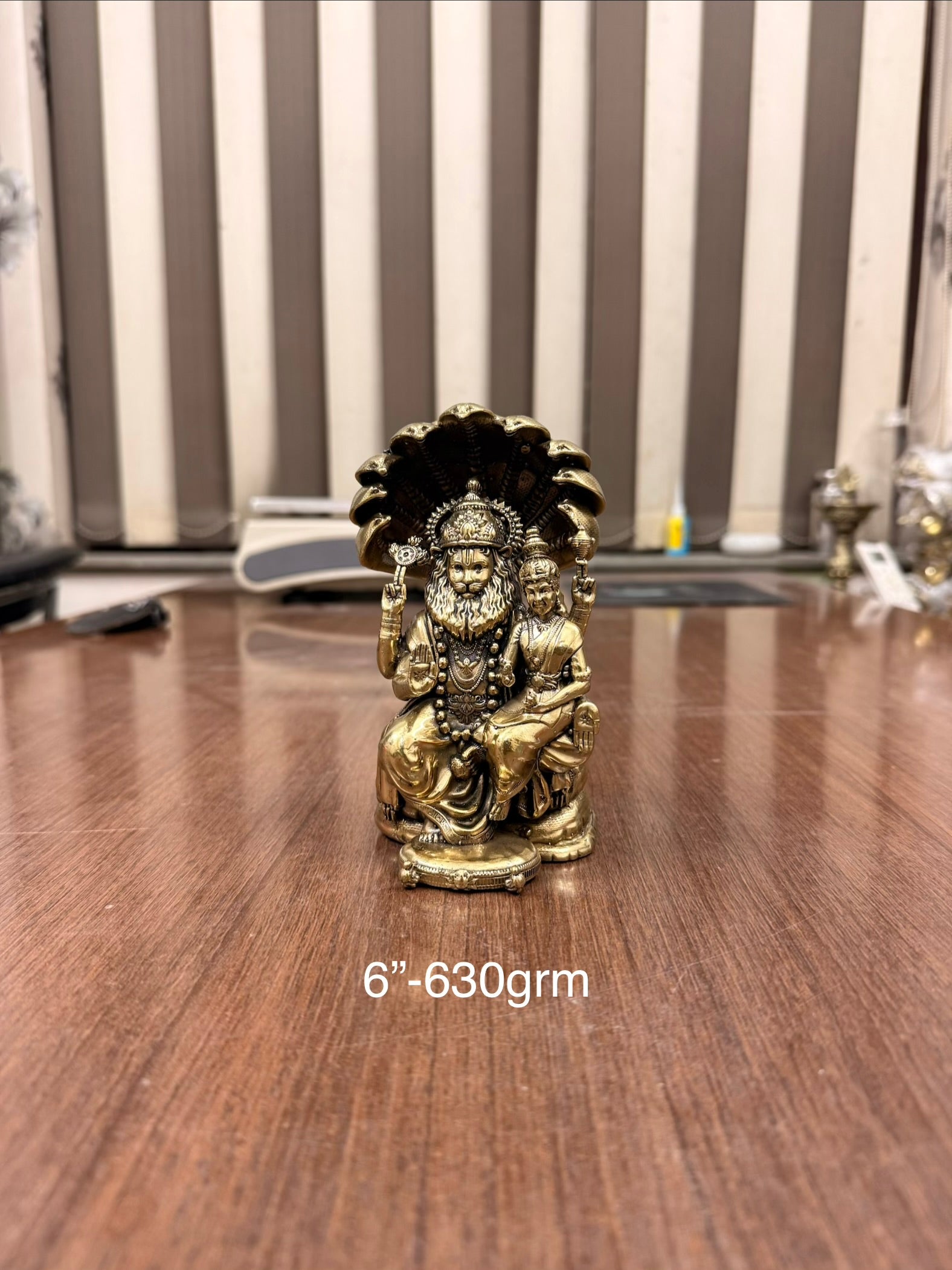 Narsimha 6” statue made of superfine brass crafted by silver artisians