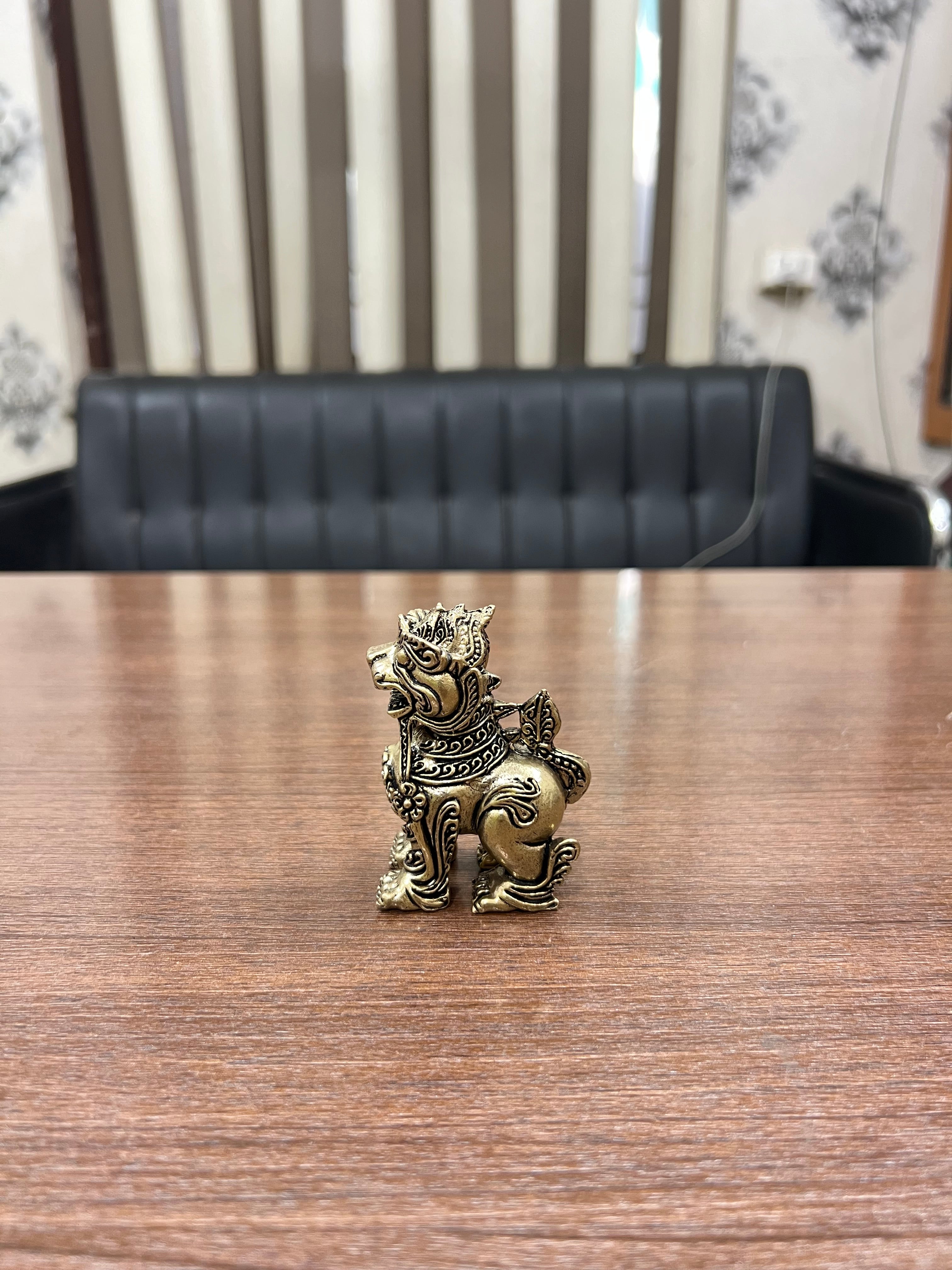 Divine Royal Simha - Pure Brass Guardian Lion. 3.1” hieght