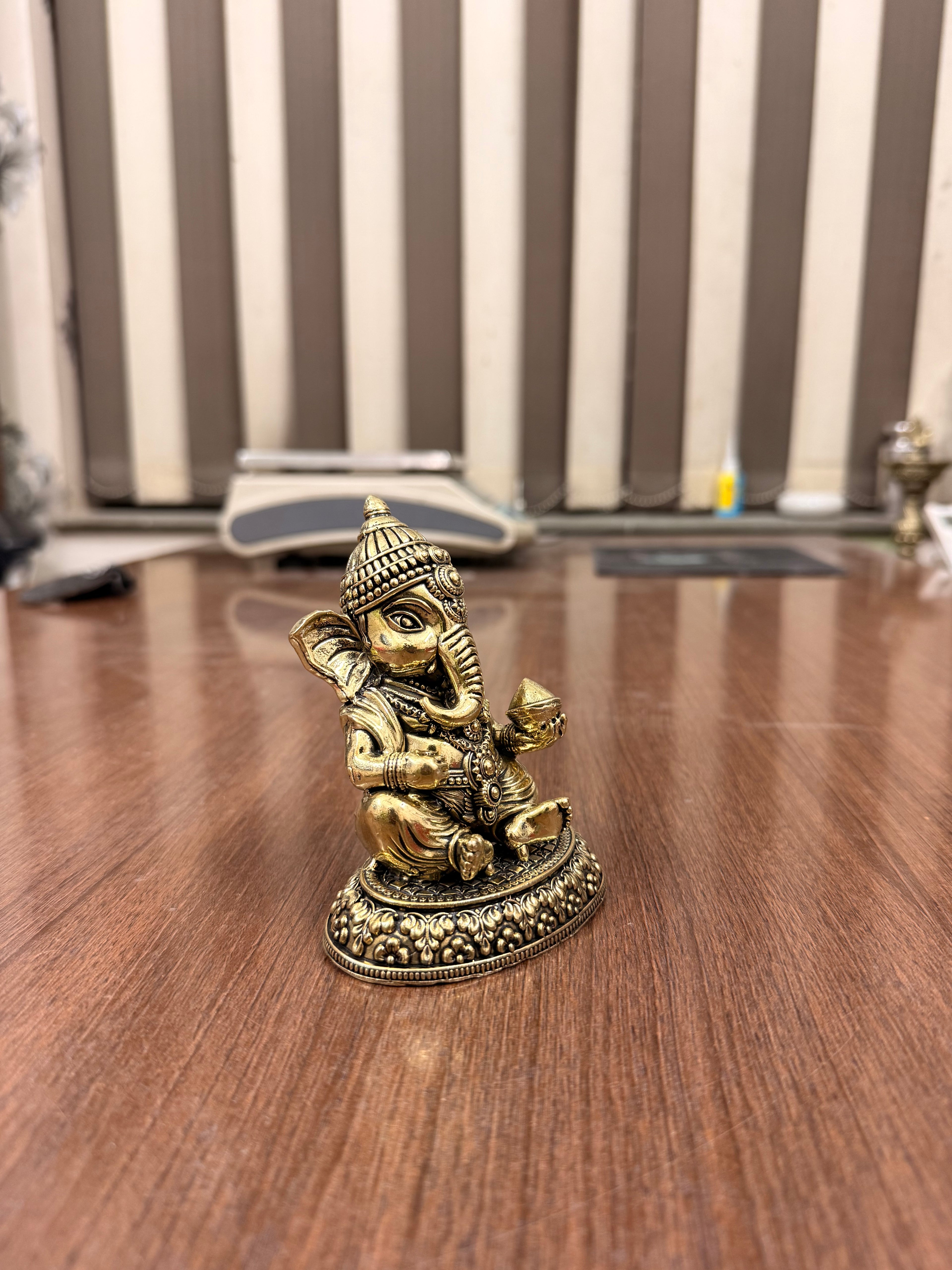 Handcrafted Superfine Brass Ganesha made for your home very highly detailed work done