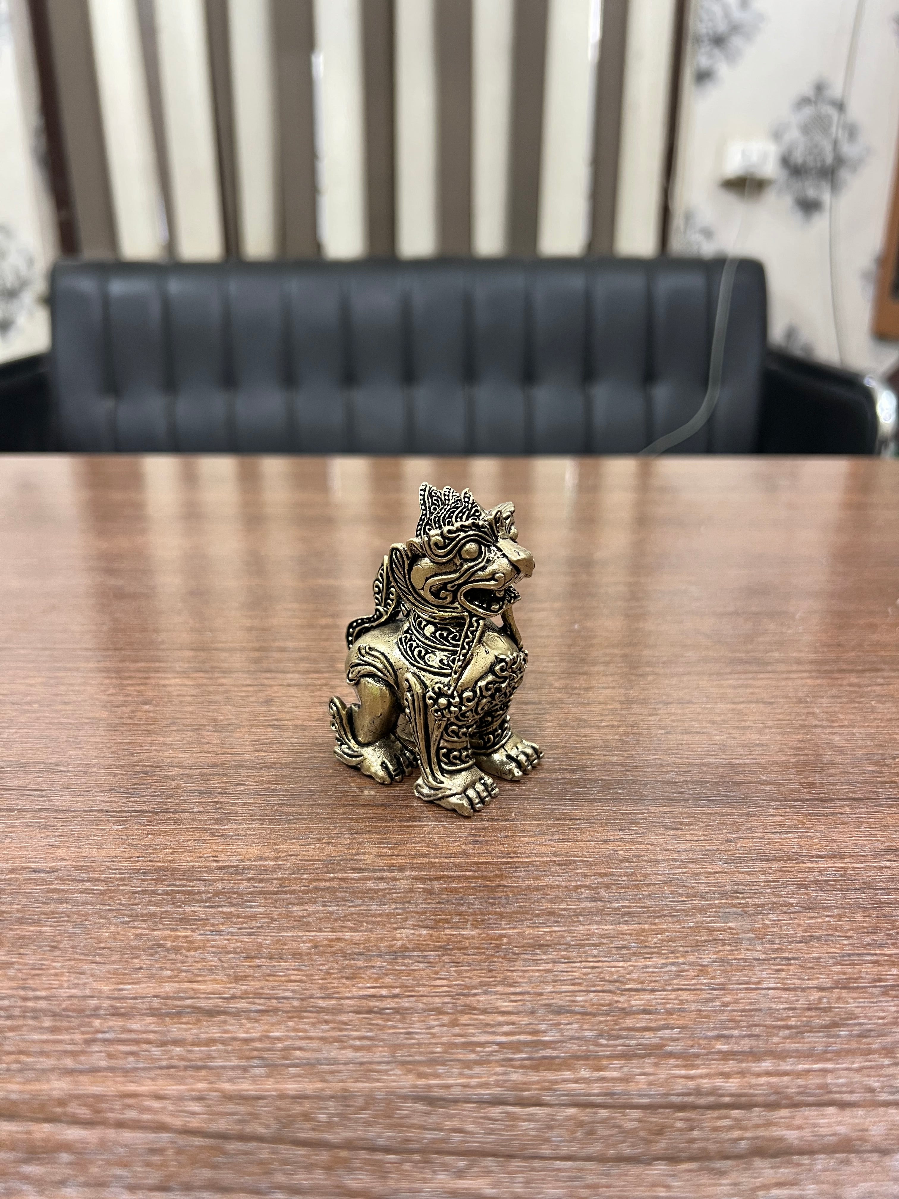 Divine Royal Simha - Pure Brass Guardian Lion. 3.1” hieght