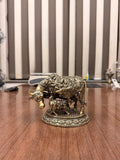 Handcrafted Brass Kamdhenu Cow with highly detailed work and figuring on body with Raslila radha krishna by silverartisians