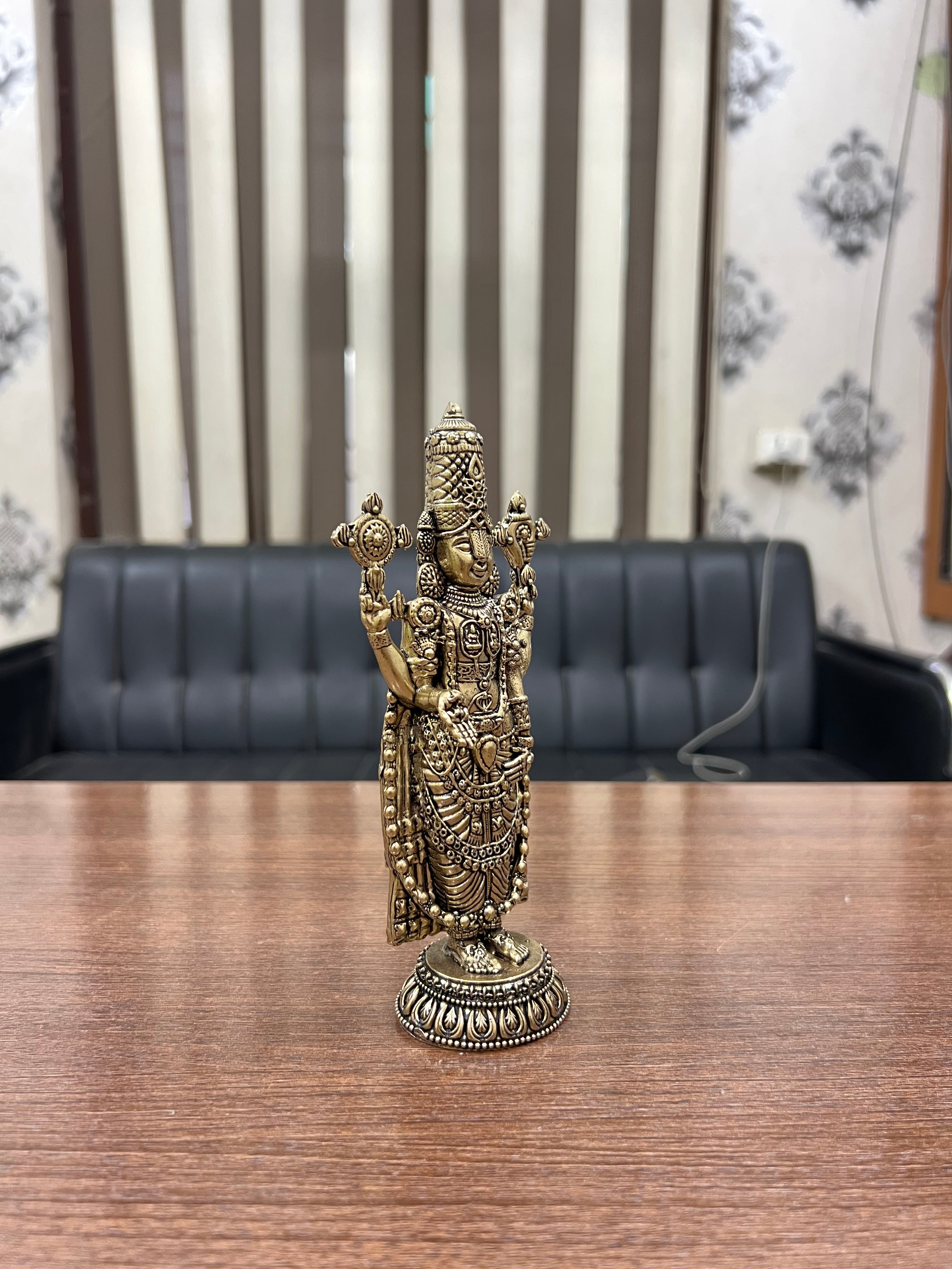 Pure Brass Tirupati Balaji Murti | Antique Finish | Home Temple Decor |Spiritual Gift Item. 6.4” tall 300grm