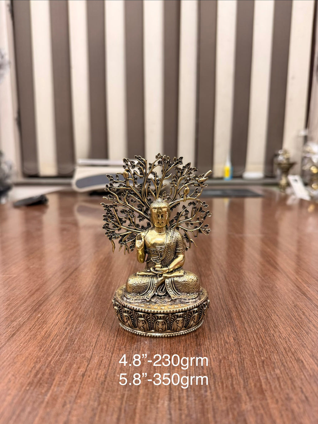 Handcrafted superfine brass tree budha made with highly detailed work in 4.8” for your home