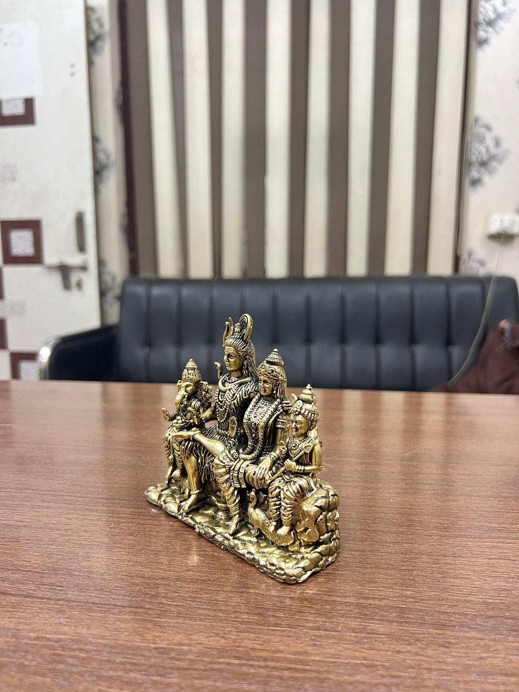 The Divine Family: Handcrafted Brass Shiv Parivar. 4.2 tall 310grm