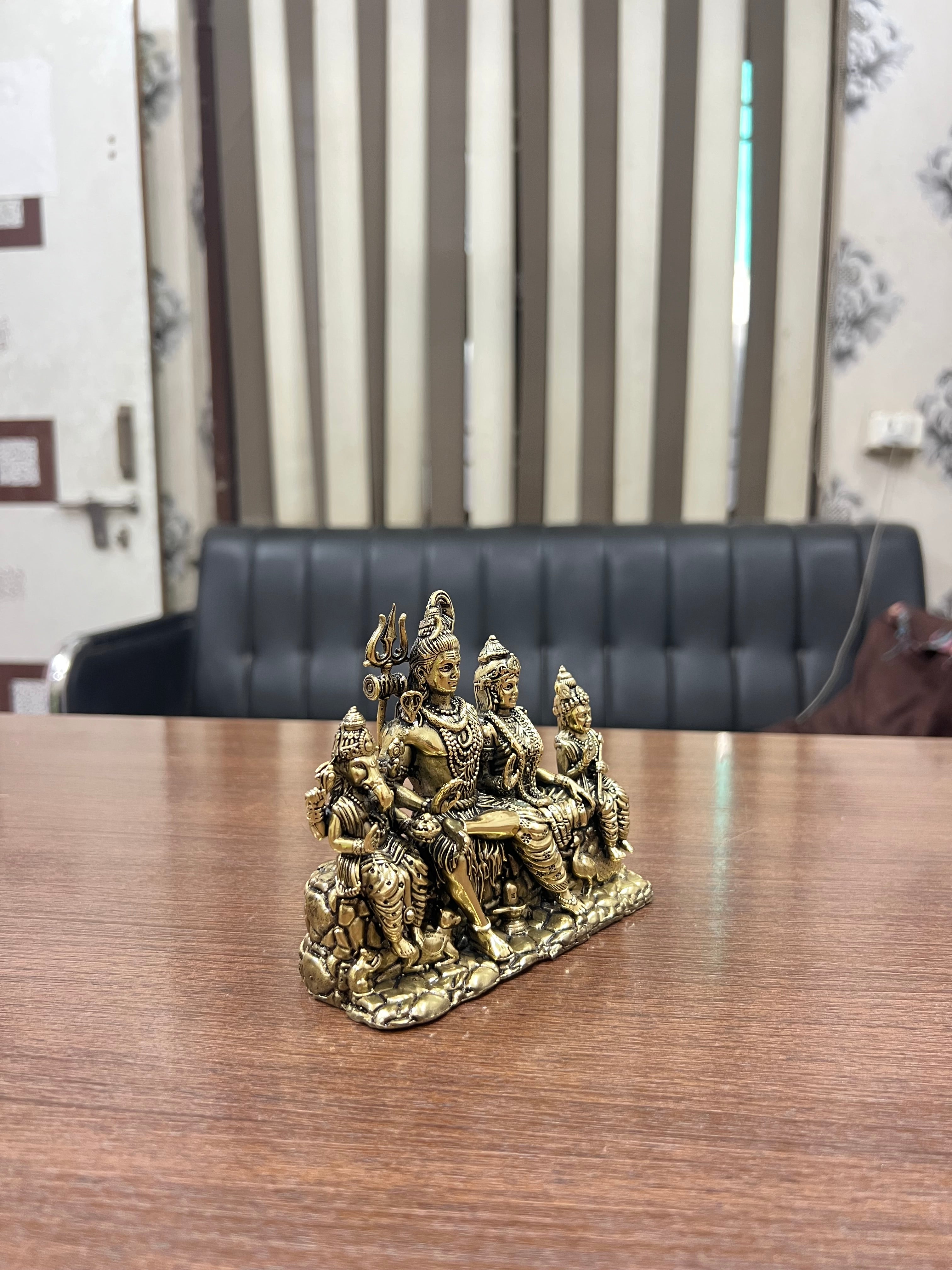 The Divine Family: Handcrafted Brass Shiv Parivar. 4.2 tall 310grm